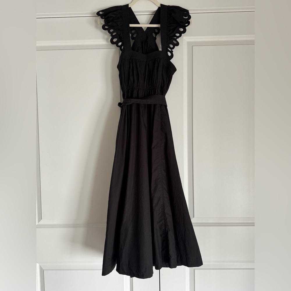 En Saison Black Ruffled Tie Front Maxi Dress